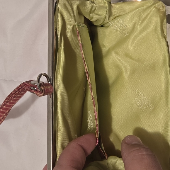 Vera Bradley Check Silk Collection Pink Checked Wristlet Retired Pattern Luxury - Picture 6 of 8